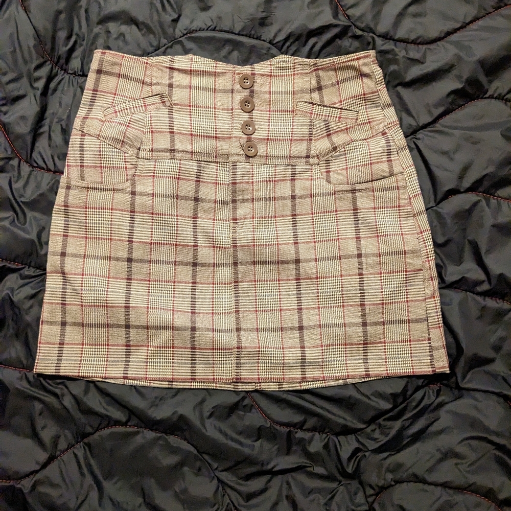 Charlotte russe Brown plaid mini skirt 7